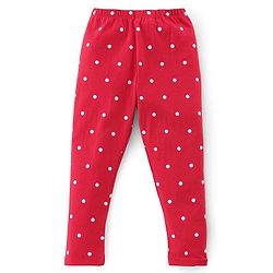 Babyhug Cotton Lycra Full Length Legging With Floral Print Pack Of 2 - Red & White