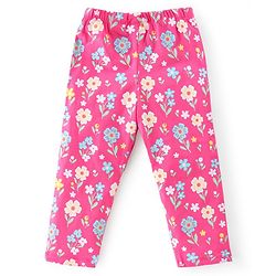 Babyhug Cotton Lycra Full Length Leggings With Floral Print & Polka Dots Print Pack Of 5 - Multicolour