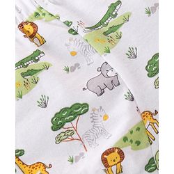 Babyhug 100% Cotton Animal Printed Trunk Pack of 3 - White Blue & Green