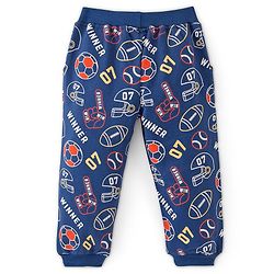 Babyhug Cotton Looper Full Length Lounge and Track Pants Ball Prints - Blue