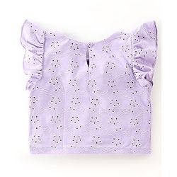 Babyhug Cotton Sleeveless Top & Shorts With Floral Embroidery - Purple