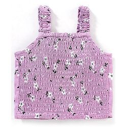 Babyhug Woven Rayon Sleeveless Top with Bow Detailing & Floral Print - Purple