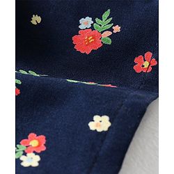 Babyhug Woven Rayon Sleeveless Top with Bow Detailing & Floral Print - Navy Blue