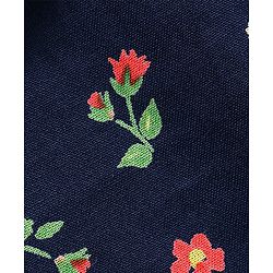 Babyhug Woven Rayon Sleeveless Top with Bow Detailing & Floral Print - Navy Blue