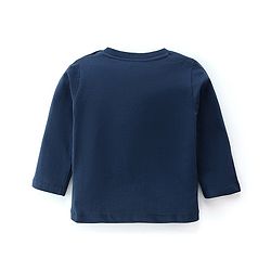 Babyhug Cotton Knit Full Sleeves Night Suit With Lion Print -Navy Blue & White