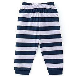 Babyhug Cotton Knit Full Sleeves Night Suit With Lion Print -Navy Blue & White