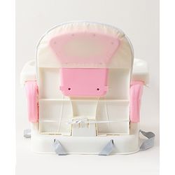 Babyhug Comfort Folding Booster Seat with 3 Point Safety Harness Built-In Cup Holder Animal Print- Pink| Adjustable Height| Easy to Install| Removable Food Tray| Washable Sear Cover
