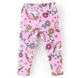 Babyhug Cotton Lycra Knit Full Length Leggings With Strech Unicorn Print Pack of 3 - Multicolor