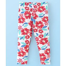 Babyhug Cotton Lycra Knit Full Length Leggings With Strech Floral Print Pack of 3 - Multicolor