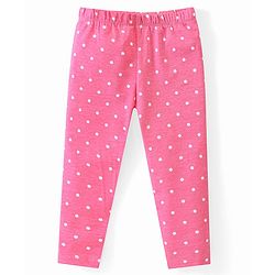 Babyhug Cotton Lycra Full Length Leggings with Floral & Polka Dots Print Pack of 3 - Pink Green & Yellow