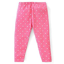 Babyhug Cotton Lycra Full Length Leggings with Floral & Polka Dots Print Pack of 3 - Pink Green & Yellow