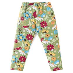 Babyhug Cotton Lycra Knit Full Length Stretchable Legging Floral Print Pack Of 3 - Green Red & Yellow