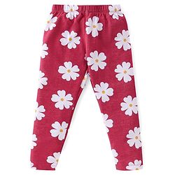 Babyhug Cotton Lycra Knit Full Length Stretchable Legging Floral Print Pack Of 3 - Green Red & Yellow