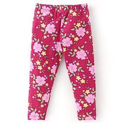 Babyhug Cotton Lycra Knit Full Length Leggings With Strech Floral Print Pack of 3 - Multicolor