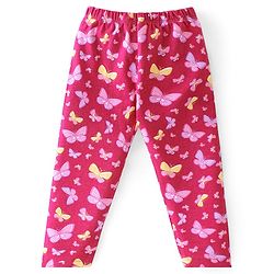 Babyhug Cotton Lycra Knit Full Length Leggings Butterfly & Dot Print Pack of 2- Multicolour