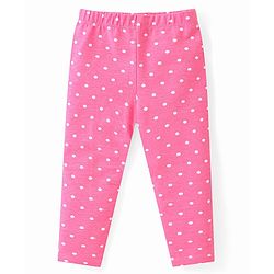 Babyhug Cotton Lycra Full Length Leggings with Floral & Polka Dots Print Pack Of 2 - Pink & Navy Blue