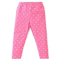 Babyhug Cotton Lycra Full Length Leggings with Floral & Polka Dots Print Pack Of 2 - Pink & Navy Blue