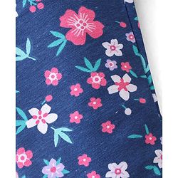 Babyhug Cotton Lycra Full Length Leggings with Floral & Polka Dots Print Pack Of 2 - Pink & Navy Blue
