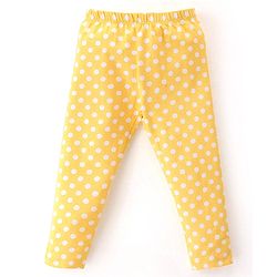 Babyhug Cotton Lycra Knit Full Length Leggings With Strech Floral Print Pack of 2 - Pink & Yellow