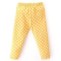 Babyhug Cotton Lycra Knit Full Length Leggings With Strech Floral Print Pack of 2 - Pink & Yellow