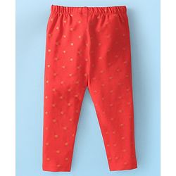 Babyhug Cotton Lycra Full Length Leggings Star & Text Print Pack of 2 - Multicolour