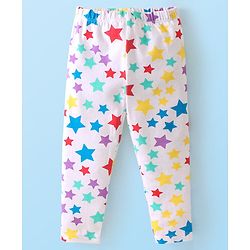 Babyhug Cotton Lycra Full Length Leggings Star & Text Print Pack of 2 - Multicolour