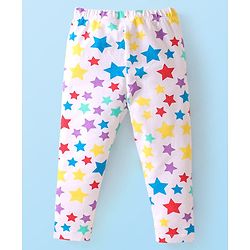 Babyhug Cotton Lycra Full Length Leggings Star & Text Print Pack of 2 - Multicolour