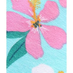 Babyhug Cotton Lycra Knit Full Length Leggings With Strech Floral Print Pack of 2 - Pink & Blue