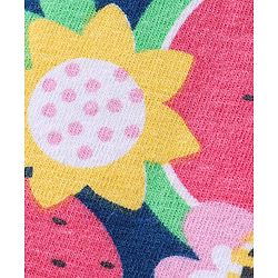Babyhug Cotton Lycra Full Length Leggings Floral Printed - Pink & Blue