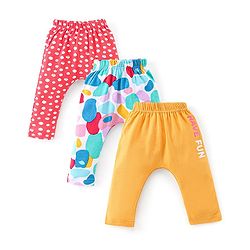 Babyhug Cotton Interlock Knit Full Length Diaper Legging Circle Print Pack of 3 - Multicolor