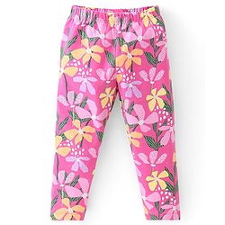 Babyhug Cotton Lycra Full Length Leggings Floral Printed - Pink