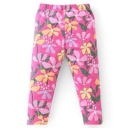 Babyhug Cotton Lycra Full Length Leggings Floral Printed - Pink