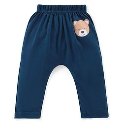 Babyhug Cotton Knit Full Length Diaper Leggings Bear Printed & Striped Pack of 3 - Red & Blue