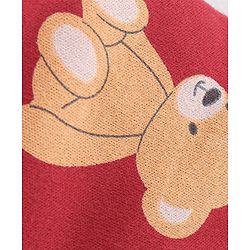 Babyhug Cotton Knit Full Length Diaper Leggings Bear Printed & Striped Pack of 3 - Red & Blue