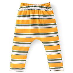 Babyhug Cotton Full Length Diaper Leggings Tiger & Stripes Print Pack Of 3- White Yellow & Green