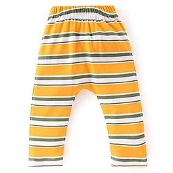 Babyhug Cotton Full Length Diaper Leggings Tiger & Stripes Print Pack Of 3- White Yellow & Green