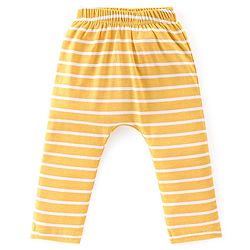 Babyhug Cotton Full Length Diaper Leggings Lion & Stripes Print Pack Of 3- White Yellow & Green