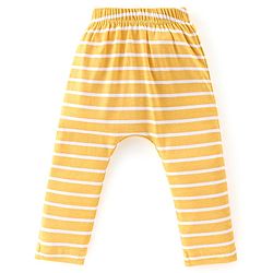 Babyhug Cotton Full Length Diaper Leggings Lion & Stripes Print Pack Of 3- White Yellow & Green