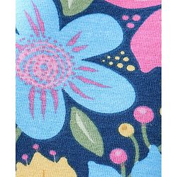 Babyhug Cotton Lycra Full Length Leggings Floral Printed - Pink & Blue