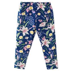 Babyhug Cotton Lycra Full Length Floral Printed Legging - Navy Blue