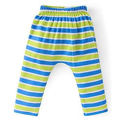Babyhug Cotton Full Length Diaper Leggings Dino & Stripes Print Pack Of 3- Blue & Green