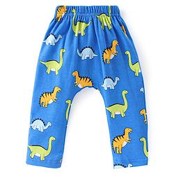 Babyhug Cotton Full Length Diaper Leggings Dino & Stripes Print Pack Of 3- Blue & Green