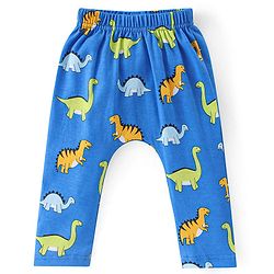 Babyhug Cotton Full Length Diaper Leggings Dino & Stripes Print Pack Of 3- Blue & Green