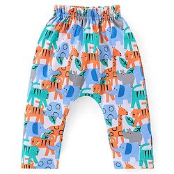 Babyhug Interlock Cotton Knit Stripes & Giraffe Printed Diaper Leggings Pack of 3 - Multicolour