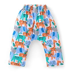 Babyhug Interlock Cotton Knit Stripes & Giraffe Printed Diaper Leggings Pack of 3 - Multicolour