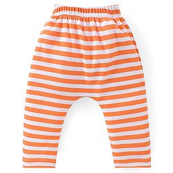 Babyhug Interlock Cotton Knit Stripes & Giraffe Printed Diaper Leggings Pack of 3 - Multicolour