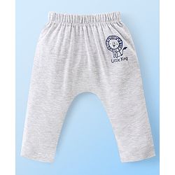 Babyhug Cotton Knit Interlock Full Length Diaper Leggings With Animals Print Pack Of 3 - Blue & Grey