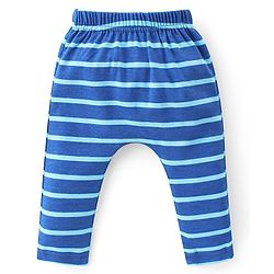 Babyhug Cotton Knit Interlock Full Length Diaper Leggings With Animals Print Pack Of 3 - Blue & Grey