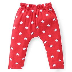 Babyhug Cotton Knit Interlock Full Length Diaper Leggings With Star & Dino Print Pack Of 3 - Yellow Red & Blue