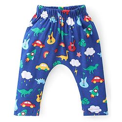 Babyhug Cotton Knit Interlock Full Length Diaper Leggings With Star & Dino Print Pack Of 3 - Yellow Red & Blue